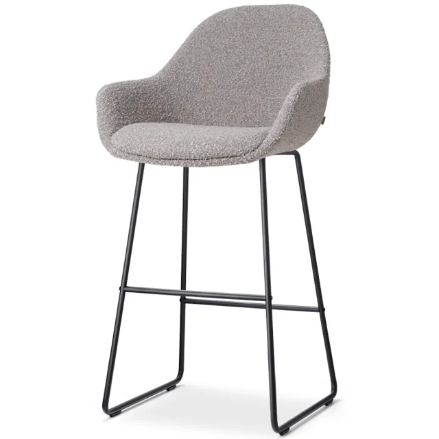 Nolon Nino-Mae barkruk bouclé taupe - zwart onderstel - 75 cm