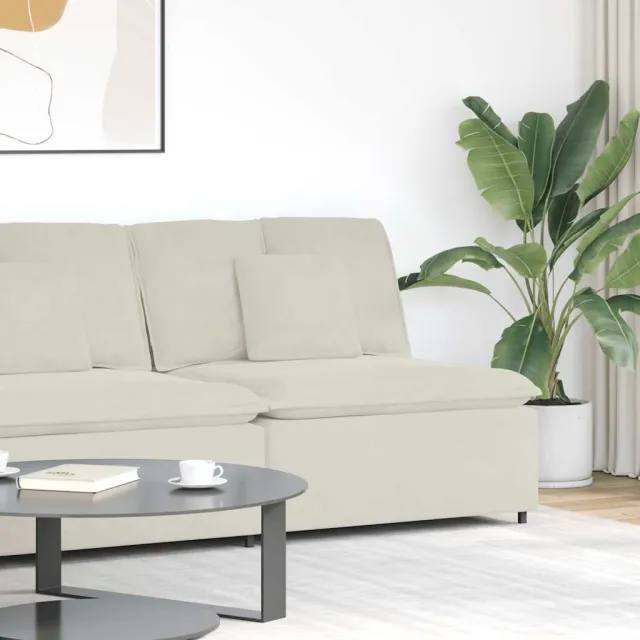 vidaXL Modulaire bank middenmodule met kussens 100 cm crèmekleurig