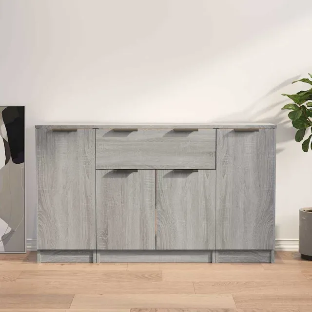 vidaXL Dressoirs 3 st bewerkt hout grijs sonoma eikenkleurig