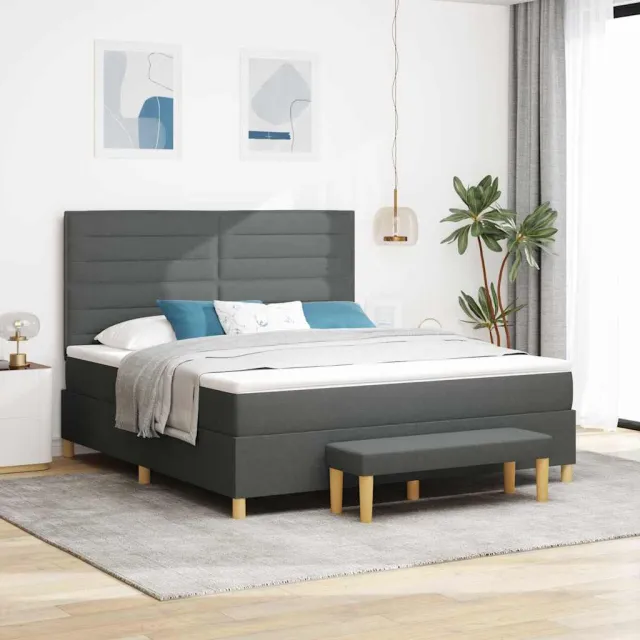 vidaXL Boxspring bed met hoofdeinde Donkergrijs 200 x 180 cm Stof