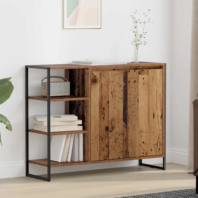 vidaXL Bijzetkast Oud Hout 96.5 x 30 x 75 cm Bewerkt hout Bruin