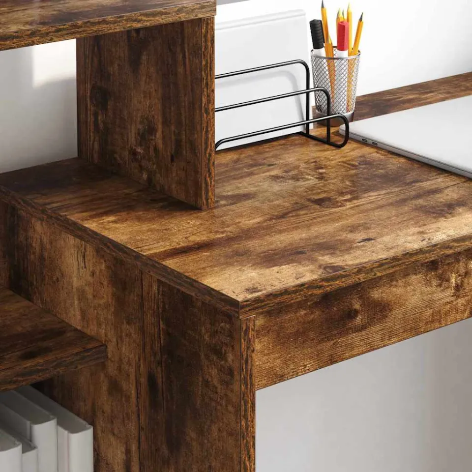 vidaXL Bureau Gerookt eiken 100 x 40 x 90 cm Bewerkt hout, foto 4