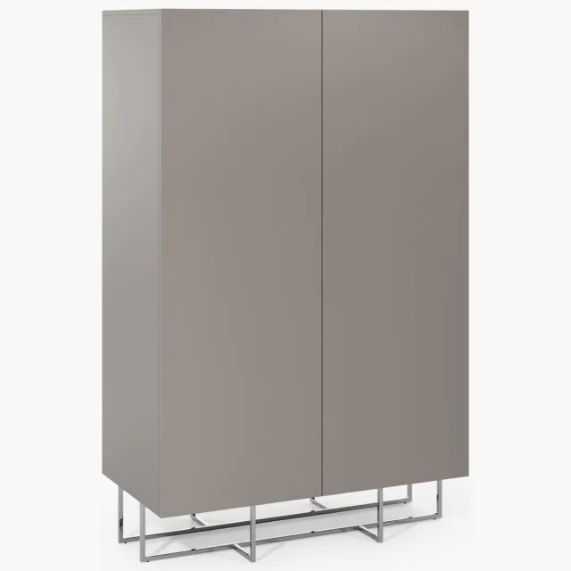 Westwing Collection Kleine houten kledingkast Joe Taupe, Zilverkleurig