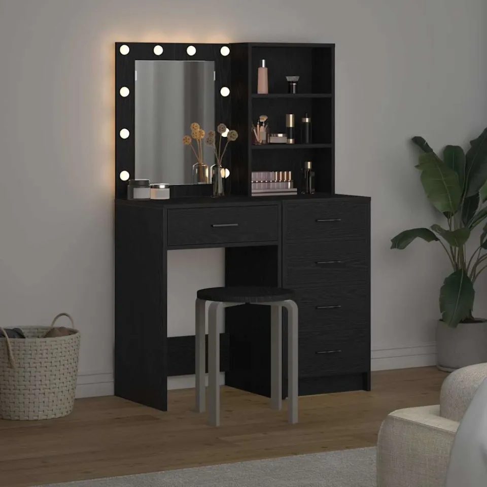 vidaXL Plafondtafel 2 st Zwart 50 x 41 x 135 cm Bewerkt hout, foto 3