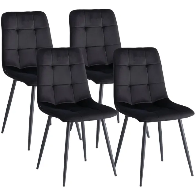 NordHaus Eetkamerstoelen Set van 4 - Fluwelen Stoelen - Moderne Stoelen - Luxe Comfort - Zwart 89,5 cm Hoogte