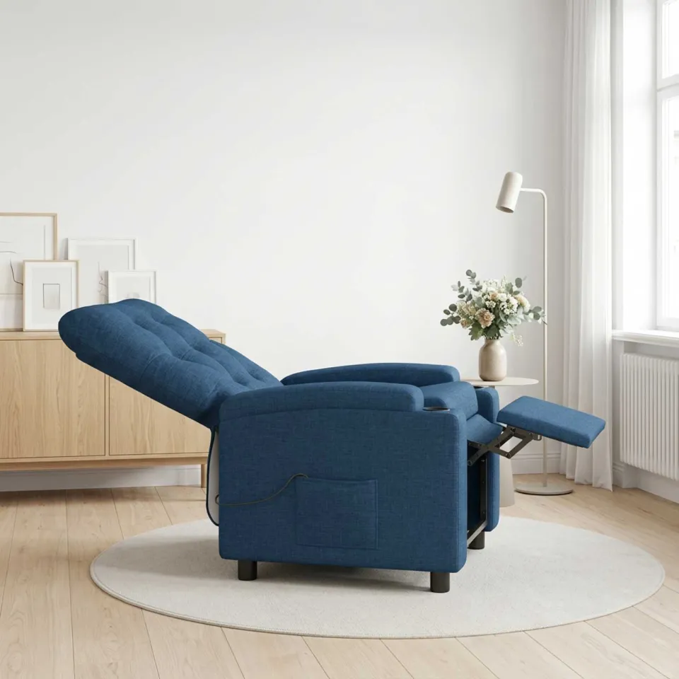 vidaXL Massage-relaxstoel Blauw 75 x 95 x 101 cm Stof, foto 4