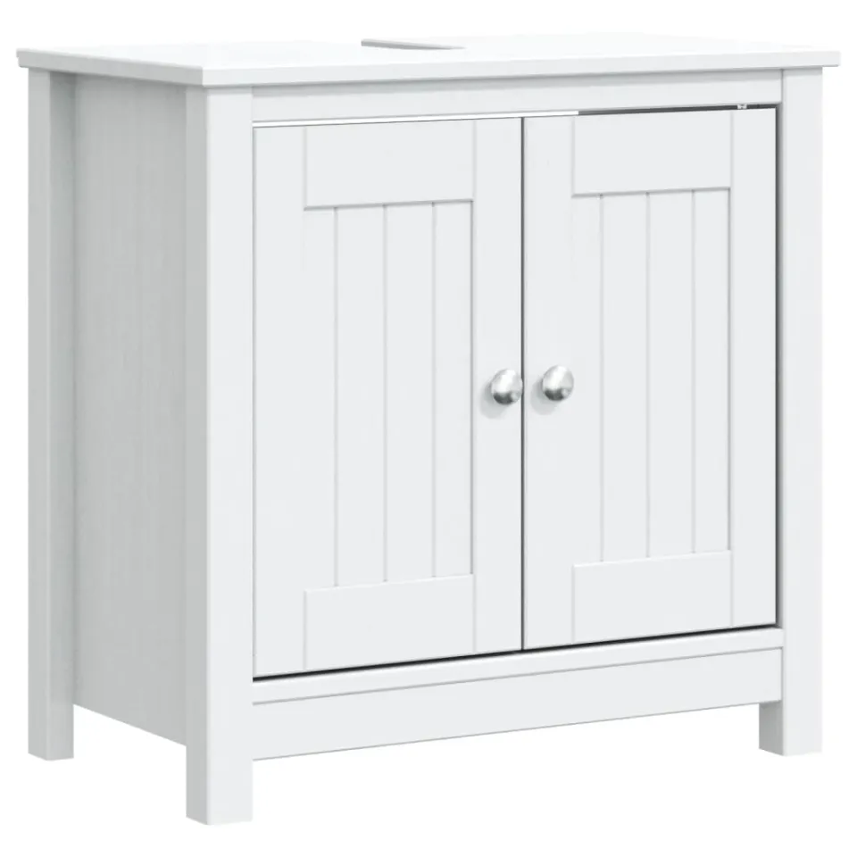 vidaXL Wastafelkast BERG 60x34x59 cm massief grenenhout wit, foto 3