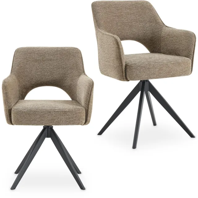 IDIMEX Eetkamerstoelen FLORENCE, draaibaar, set van 2 – Greige grijs