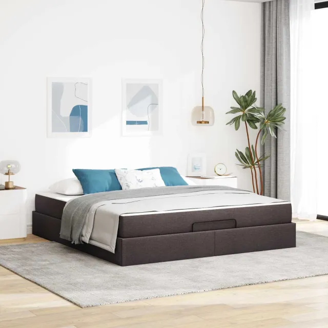 vidaXL Bedframe met matras 2 st Tan Stof
