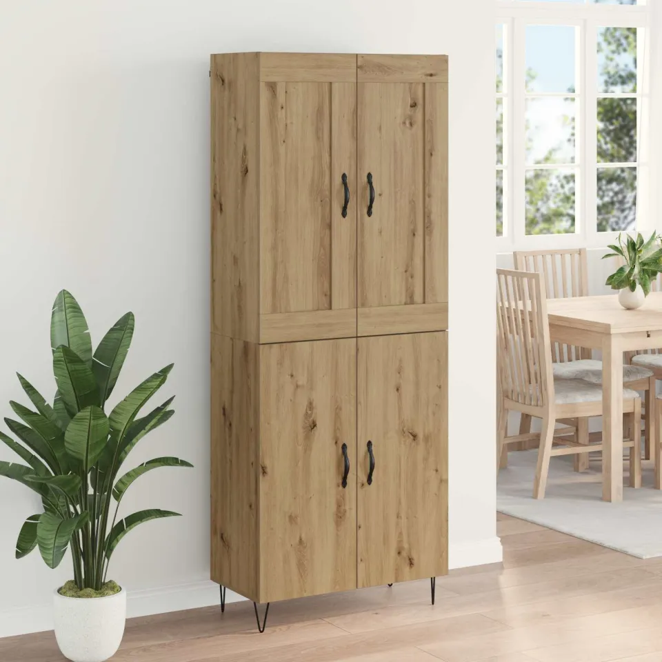 vidaXL Hoge kast Artisan Eiken 69,5 x 34 x 180 cm Bewerkt hout, foto 3