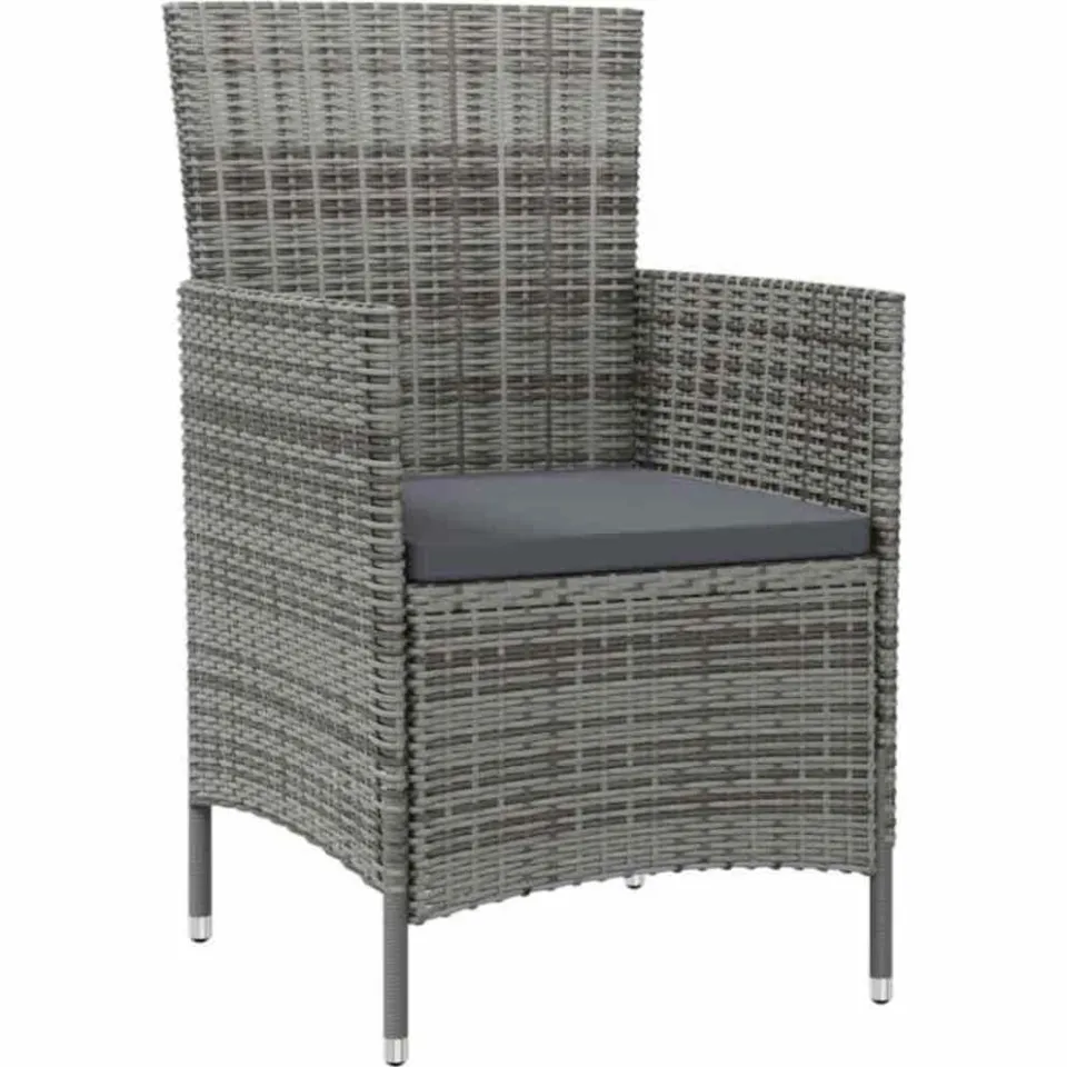 vidaXL 5-delige Tuinset met kussens poly rattan grijs, foto 4