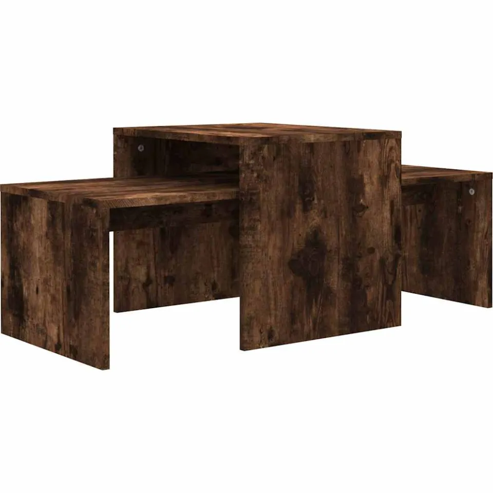 vidaXL Salontafelset 100x48x40 cm bewerkt hout gerookt eikenkleurig, foto 3