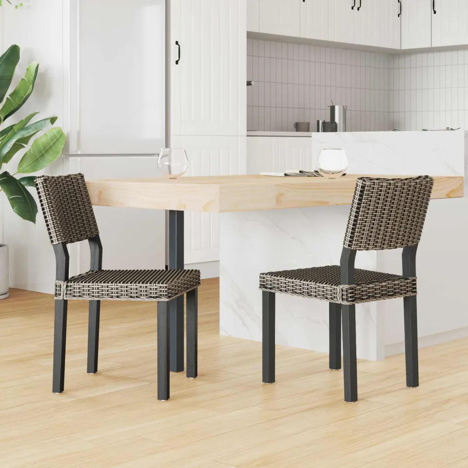 vidaXL Eetkamerstoel GENDT 2 st Kubu Rattan Zwart gewassen, foto 3
