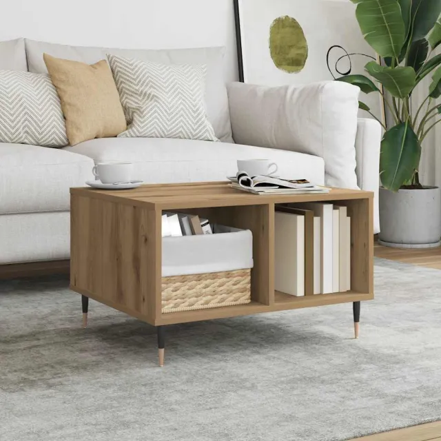 vidaXL Salontafel 60x50x36,5 cm bewerkt hout artisanaal eikenkleur Bruin