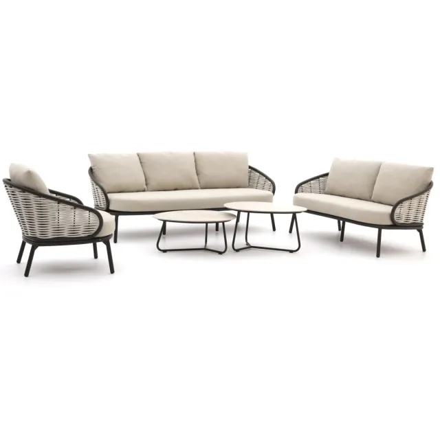 Apple Bee Pine Key stoel-bank loungeset 5-delig 6-zits Taupe