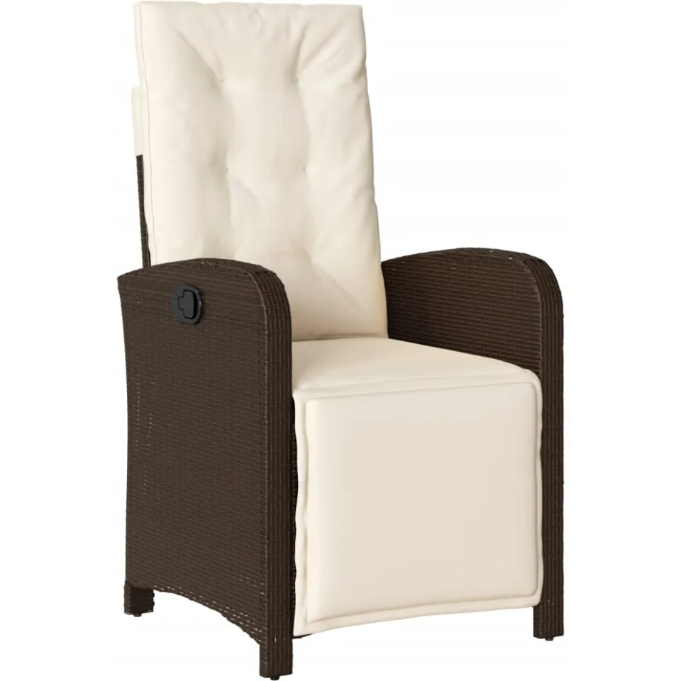 vidaXL 5-delige Tuinset met kussens poly rattan bruin