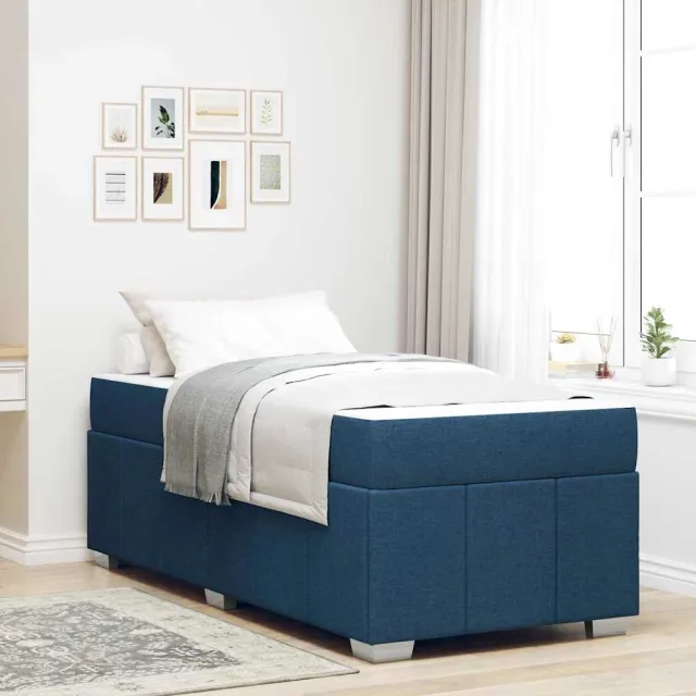 vidaXL Bedframe met matras Blauw 90 x 200 cm Stof