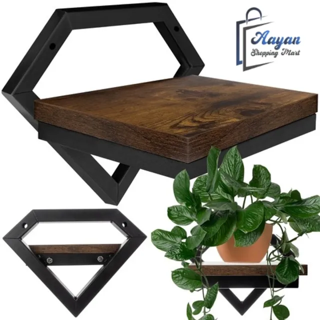 aayan Loft Wandplank Bloemenrek – Metaal MDF Industrieel – wandplank hout – wandplank zwart – 52133