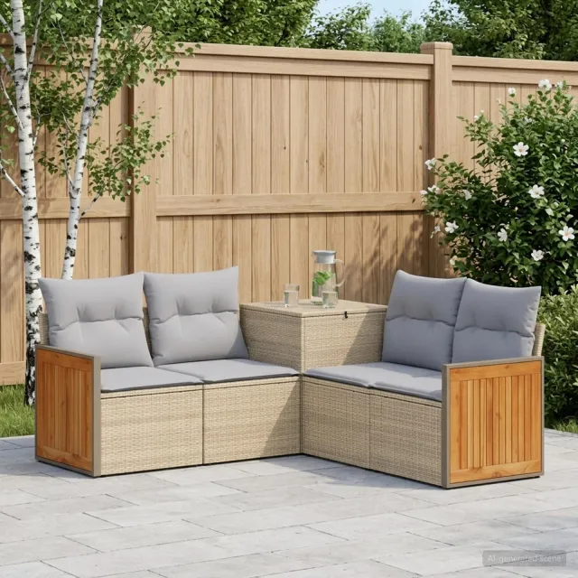 vidaXL Bankstel 5 st Beige en Licht Grijs 176 x 176 x 85 cm