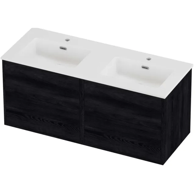 Proline Tribute Badmeubelset Porselein Elegant Symmetrisch 120x46x54 cm Mat White Black Oak Eiken