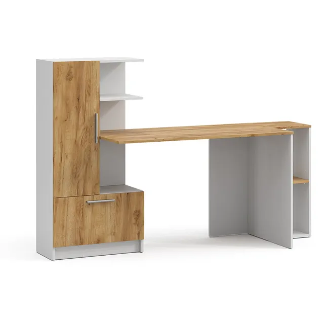 Vicco Bureau Tomy, Wit/Goudkleurig Eiken, 150 x 59 cm Set van 2