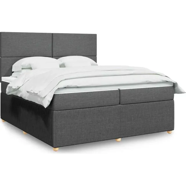vidaXL Boxspring met matras stof donkergrijs 200x200 cm grijs