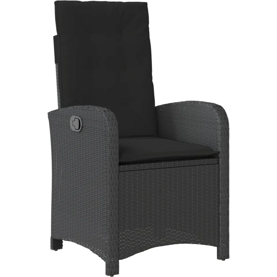 vidaXL 7-delige Tuinset met kussens poly rattan zwart