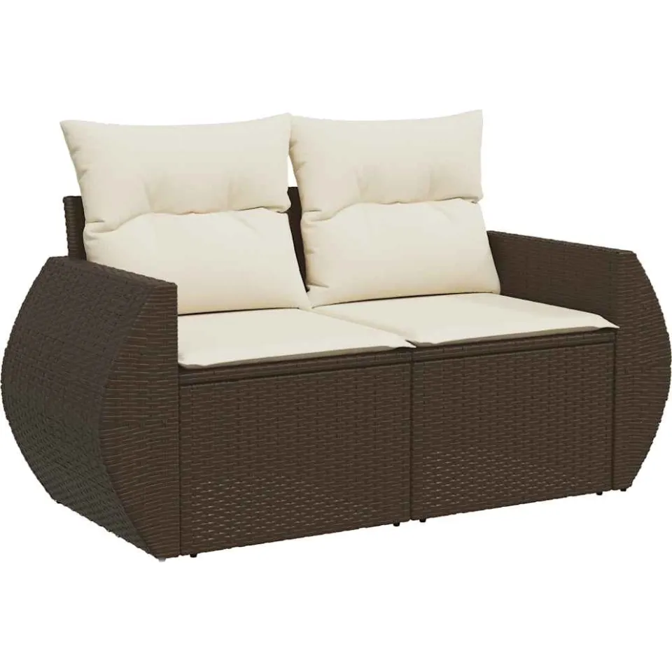vidaXL 6-delige Loungeset met kussens poly rattan bruin, foto 4