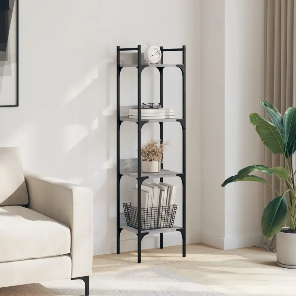 vidaXL Boekenkast 4-laags 35x30x138,5 cm bewerkt hout grijs sonoma, foto 3