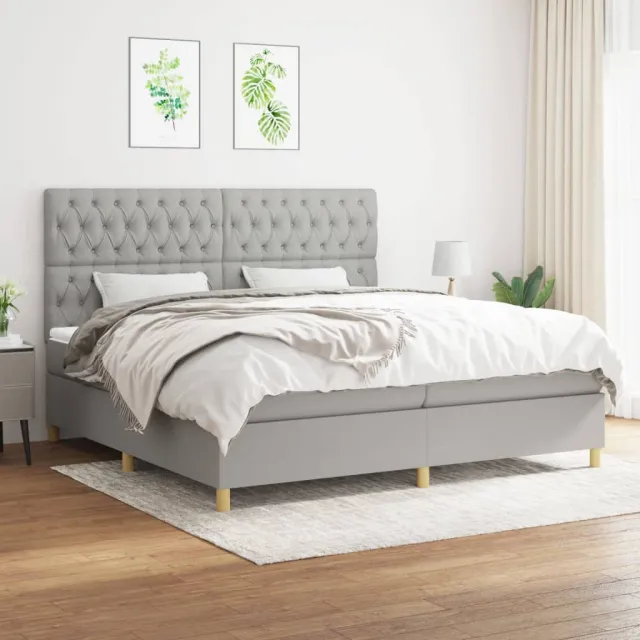 vidaXL Boxspring met matras stof lichtgrijs 200x200 cm grijs