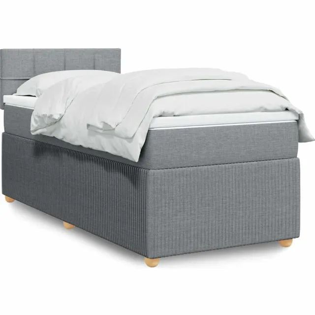 vidaXL Boxspring met matras stof lichtgrijs 90x190 cm grijs