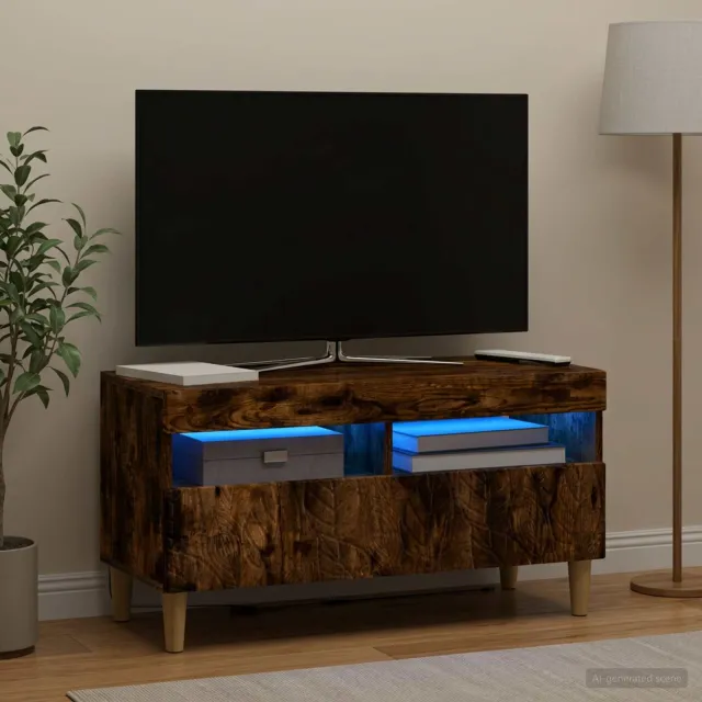 vidaXL LED tv-meubel Gerookt eiken Bewerkt hout, foto 2
