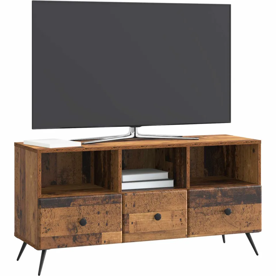 vidaXL TV-kast met lade Oud hout 102 x 34,5 x 50 cm Bewerkt hout Bruin