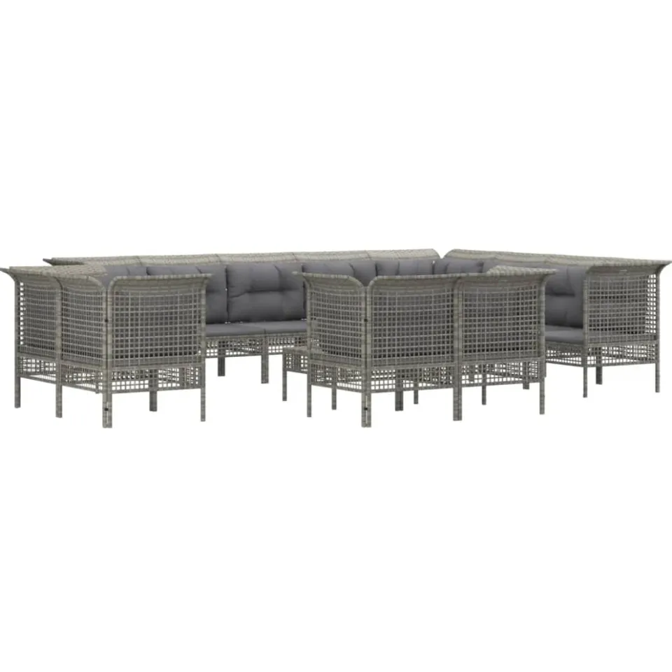 vidaXL 13-delige Loungeset met kussens poly rattan grijs, foto 3