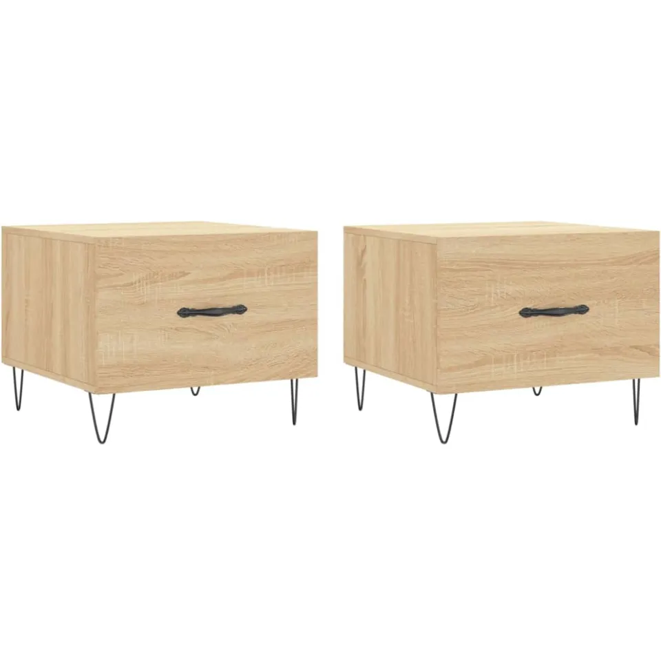 vidaXL Salontafels 2 st 50x50x40 cm bewerkt hout sonoma eikenkleurig, foto 3