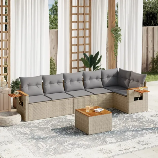 vidaXL Patio Sofa Set 6-zits Beige and Grey