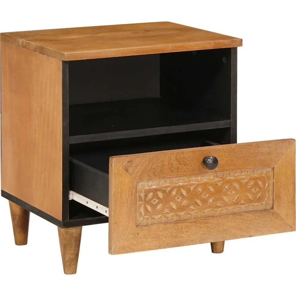 vidaXL Nachtkastje 2 st Licht Bruin 40 x 33 x 46 cm Bewerkt hout, foto 4