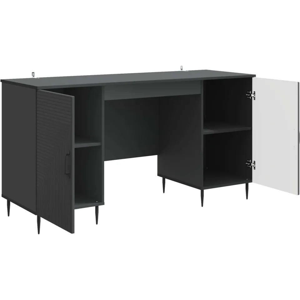 vidaXL Bureau Zwart 142,5 x 50 x 75 cm Bewerkt hout, foto 3