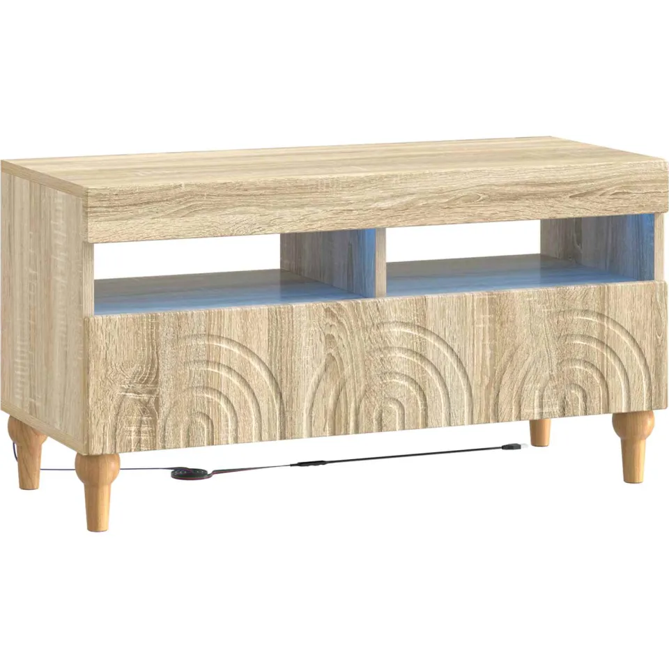 vidaXL LED tv-meubel ALKMAAR 81 x 35 x 43 cm Sonoma Eiken Bewerkt hout, foto 3