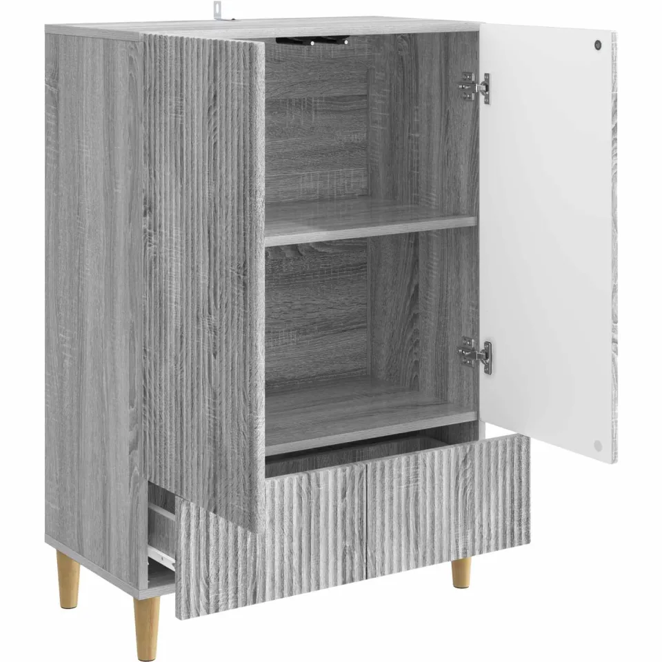 vidaXL Dressoir met lade Grijs sonoma 66 x 34,5 x 95 cm Bewerkt hout, foto 4