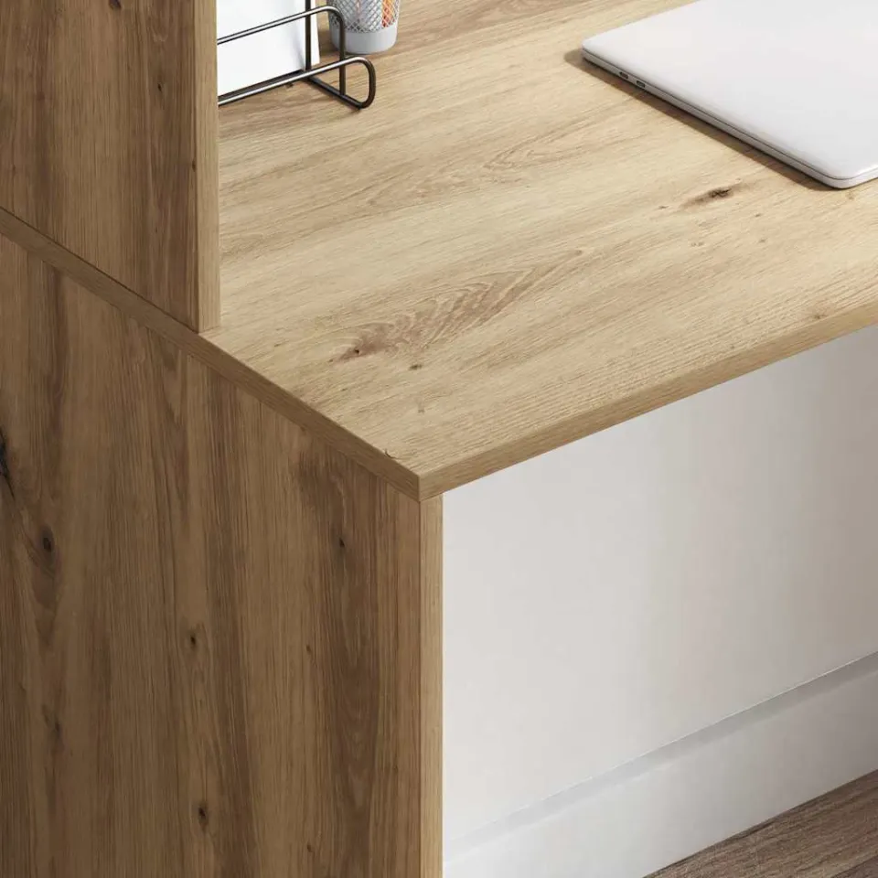 vidaXL Bureau Artisan Eiken 102 x 50 x 124 cm Bewerkt hout, foto 3