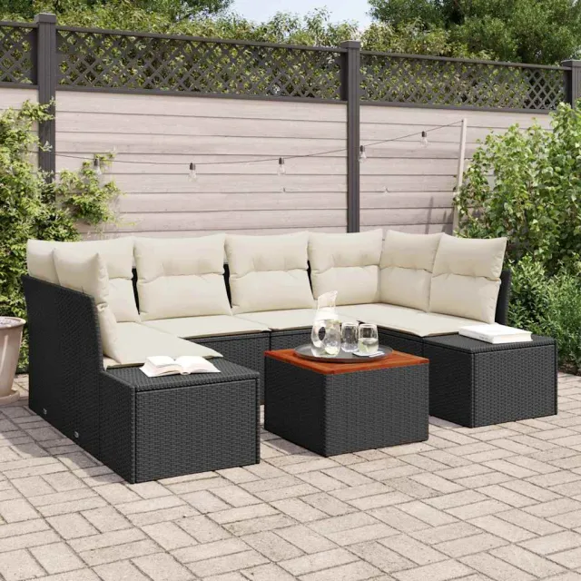 vidaXL Tuinbankenset 7 st Zwart poly rattan, foto 2