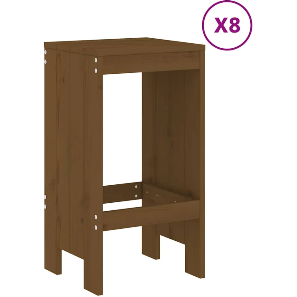 vidaXL 9-delige Tuinbarset massief grenenhout honingbruin bruin, foto 3