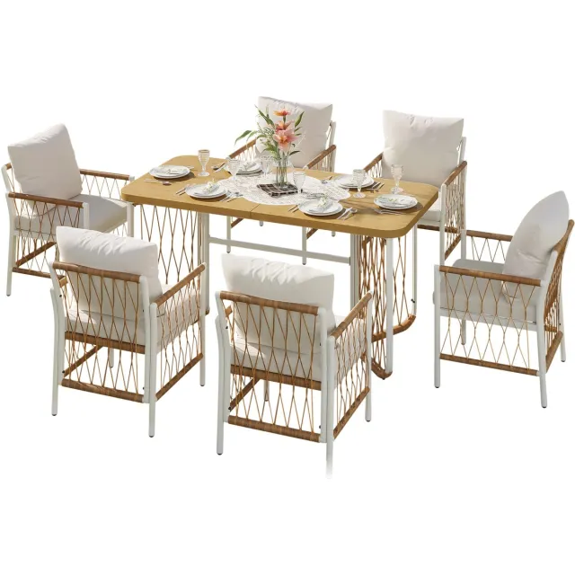Gutent Loungesets - Modern Outdoor Set - Ijzer Gestel - Gevlochten Armleuningen - Incl Zitkussens - Beige Bruin Natuur