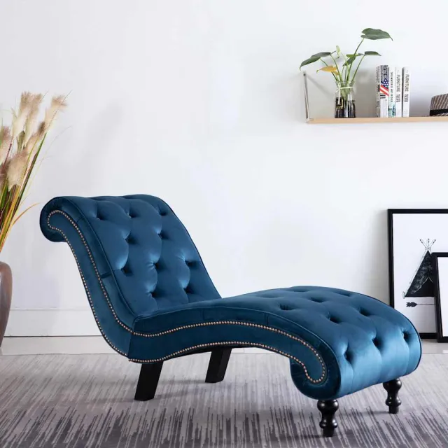 vidaXL Chaise longue fluweel blauw, foto 2