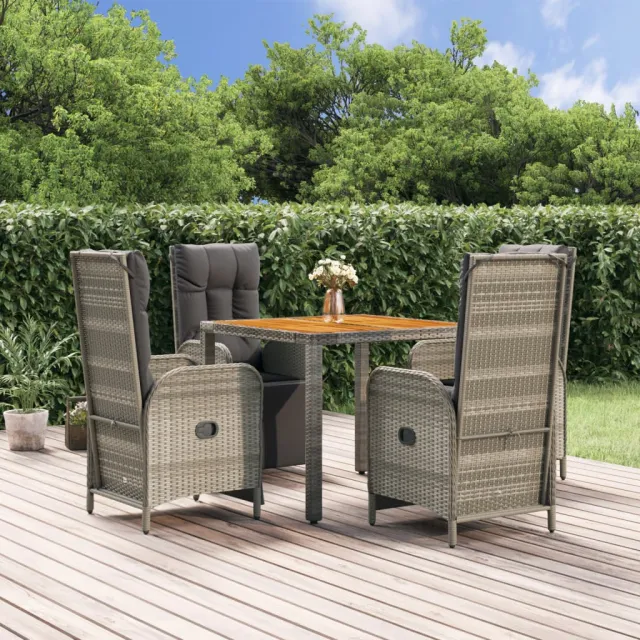 vidaXL 5-delige Tuinset met kussens poly rattan grijs, foto 2