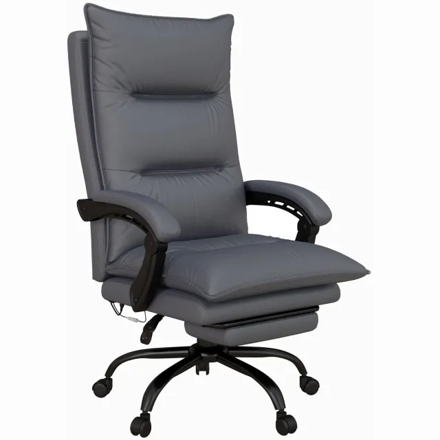 Vinona Bureaustoel met massagefunctie - Met verwarming en voetensteun - In hoogte verstelbaar - 66 x 74 x 114-121,5 cm - Donkergrijs