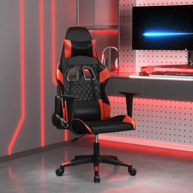 vidaXL Massage gamestoel kunstleer zwart en wijnrood