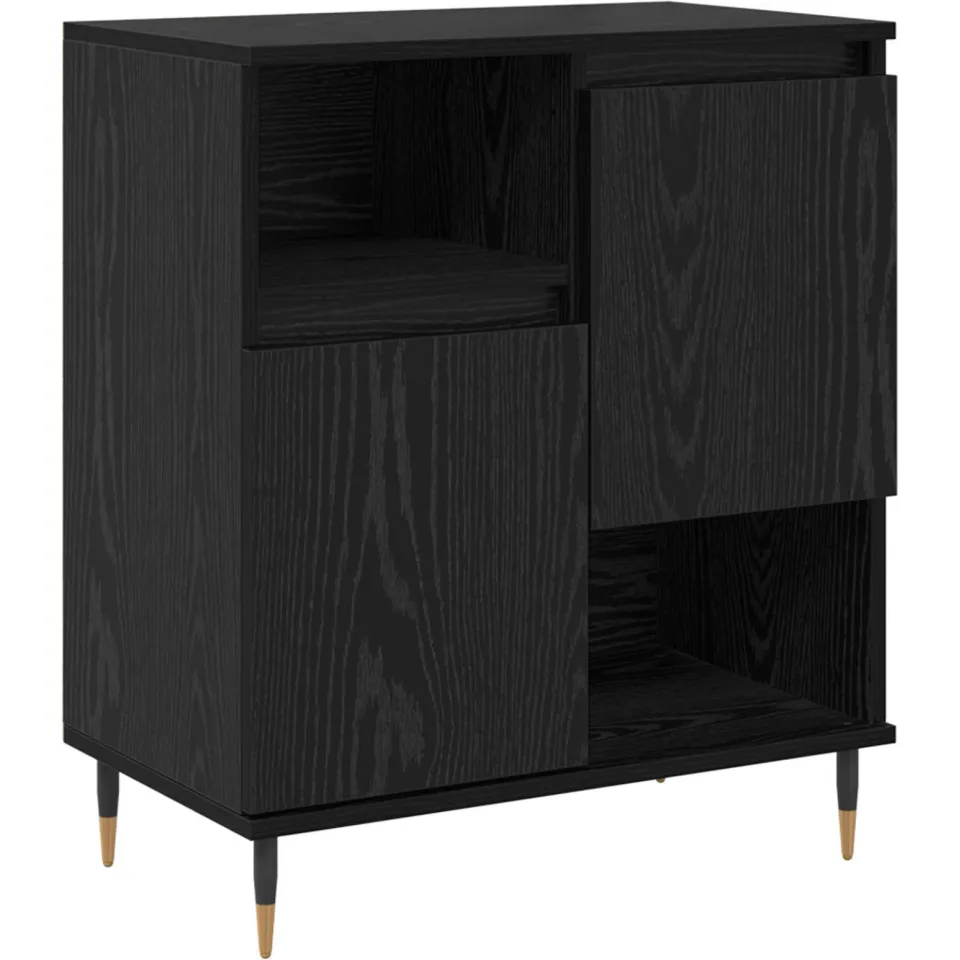 vidaXL Dressoir Zwart Eiken 60 x 35 x 70 cm, foto 3