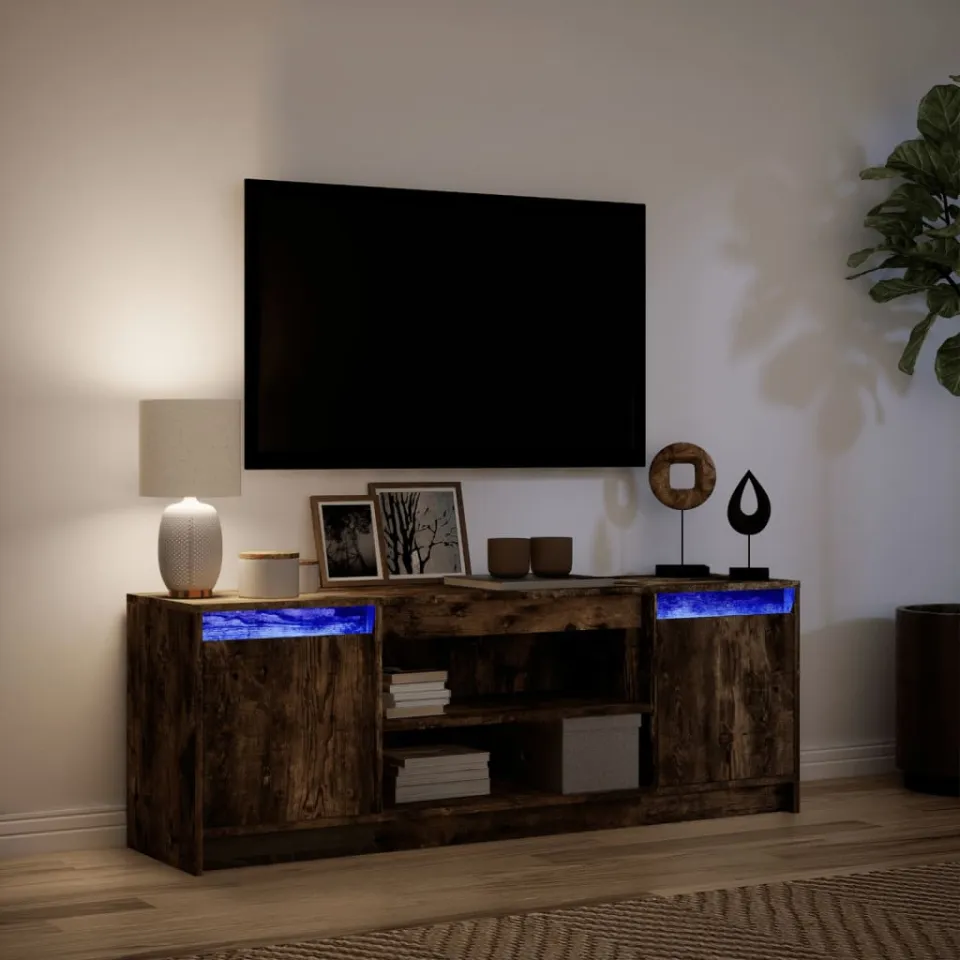 vidaXL Tv-meubel met LED 139,5x34x50 cm bewerkt hout gerookt eiken, foto 4